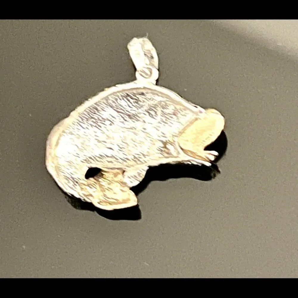 Sterling Silver Polished Jumping Bass with 14k Accents Pendant